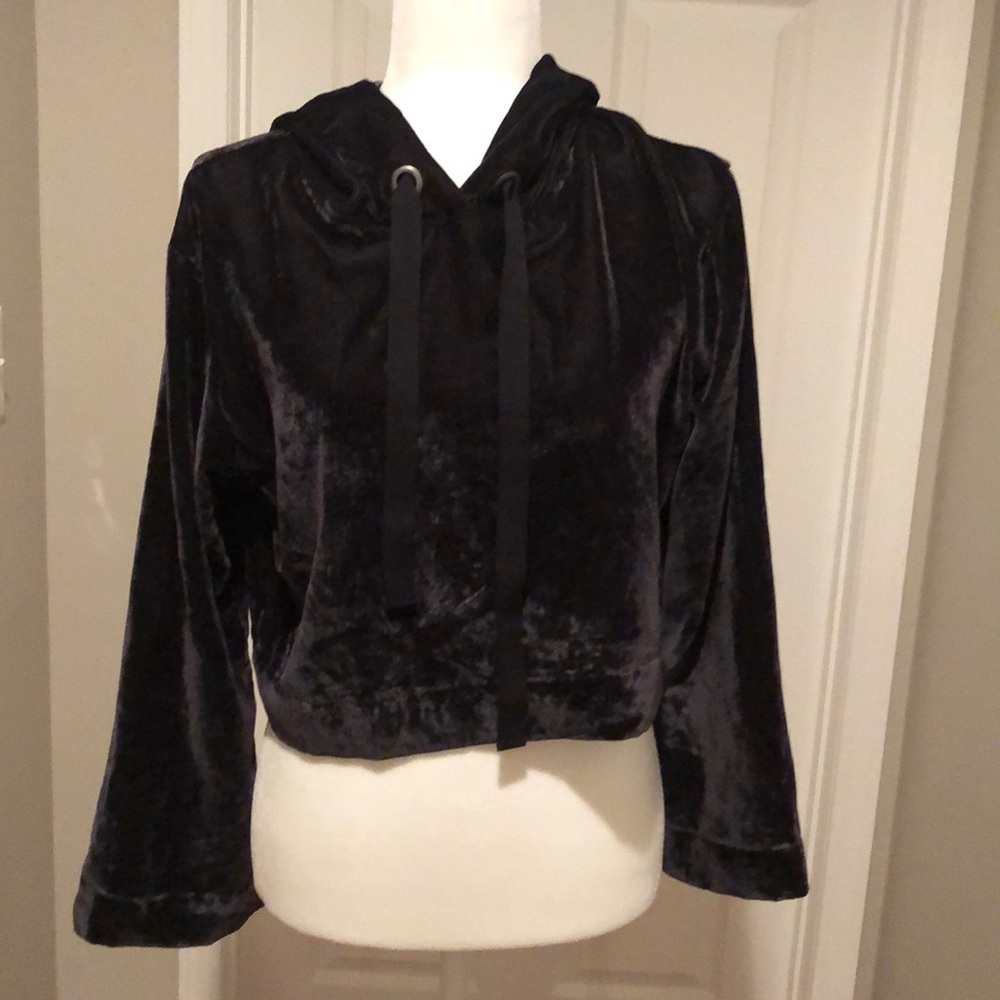 Velvet cropped hoodie